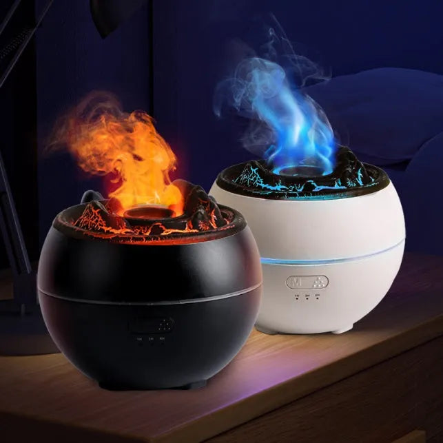 White crack style ultrasonic aromatherapy diffuser and humidifier with mechanical controls and round design