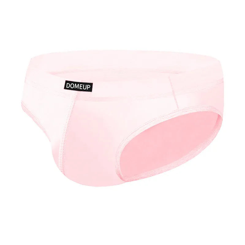 Men's solid colour seamless low-waist briefs in knitted polyester fabric.