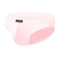 Men's solid colour seamless low-waist briefs in knitted polyester fabric.