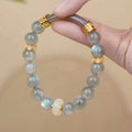 Gray moonstone agate women's bracelet with 8mm round beads in half-bracelet design