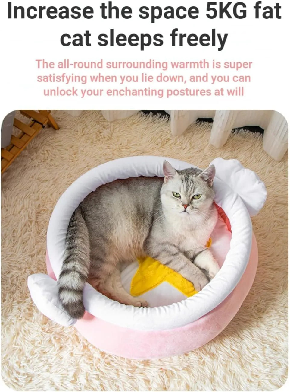Pink honey pot-shaped cat sofa bed with removable nest pad for small pets