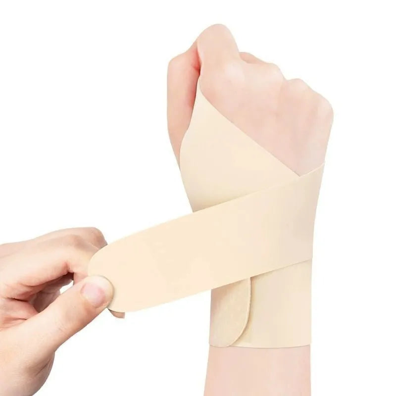 Athletic wristguards in black with adjustable hook-and-loop closure for wrist support during sports