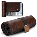 Men's black portable reel wash bag with PU material for travel storage