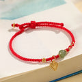 Handmade 925 silver and Hetian jade woven bracelet with red strap