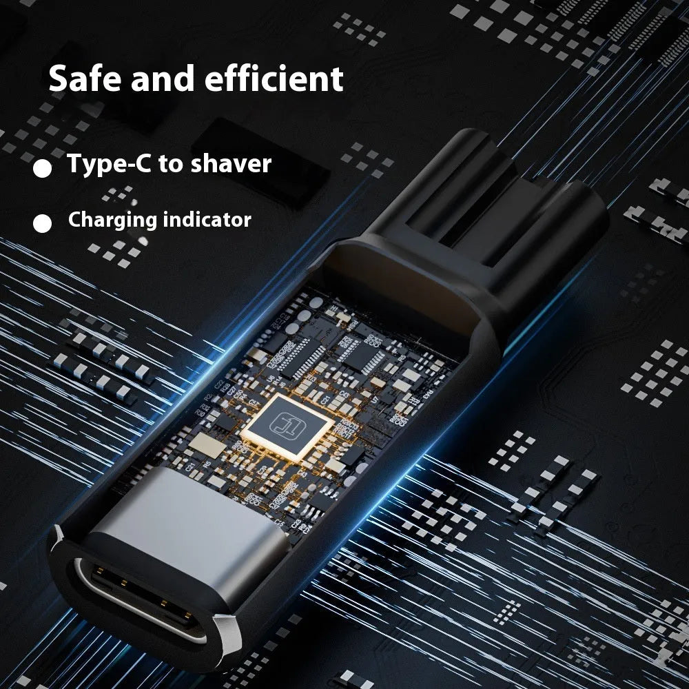 USB-C charging adapter for electric shavers with 8W power output and 4.3V voltage specification