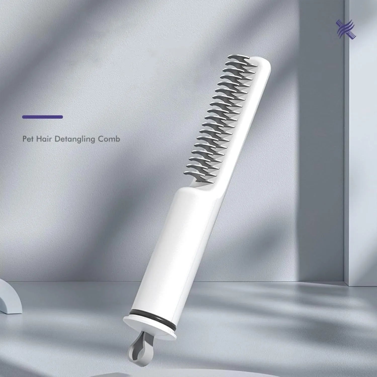 Stainless steel dematting comb for pets with 18.8cm length and user-friendly handle for removing hair knots and mats