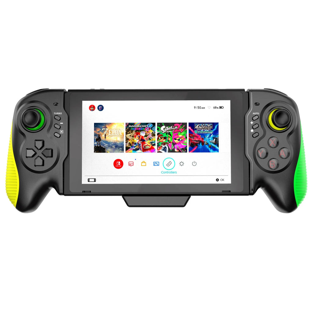 Yellow-green game controller for Nintendo Switch and PC with Type-C charging port