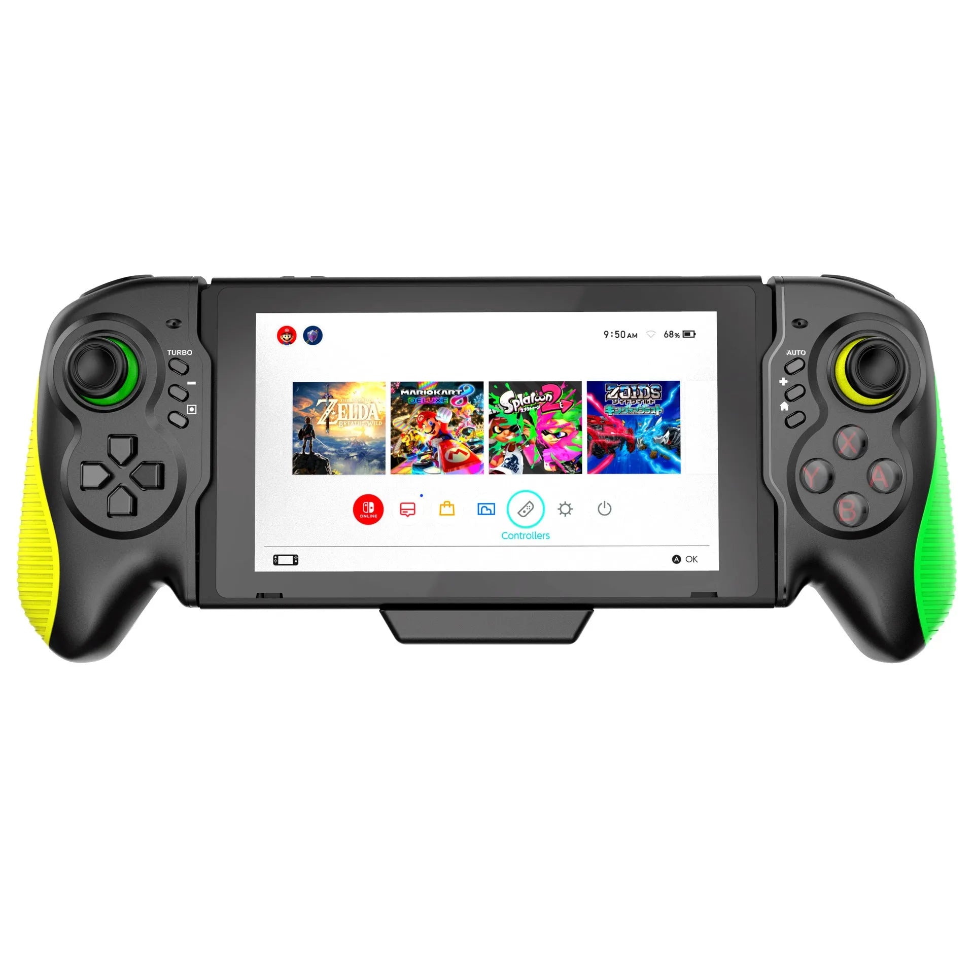Yellow-green game controller for Nintendo Switch and PC with Type-C charging port