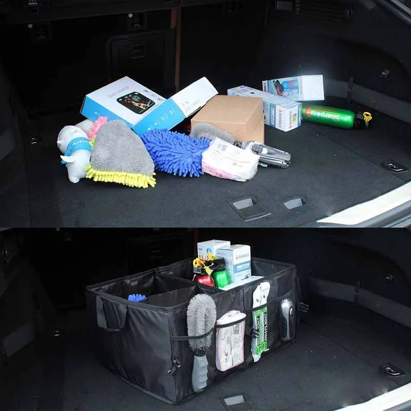 Black Oxford cloth folding storage box for large bags and cars, 560 x 400 x 260mm, 2000L