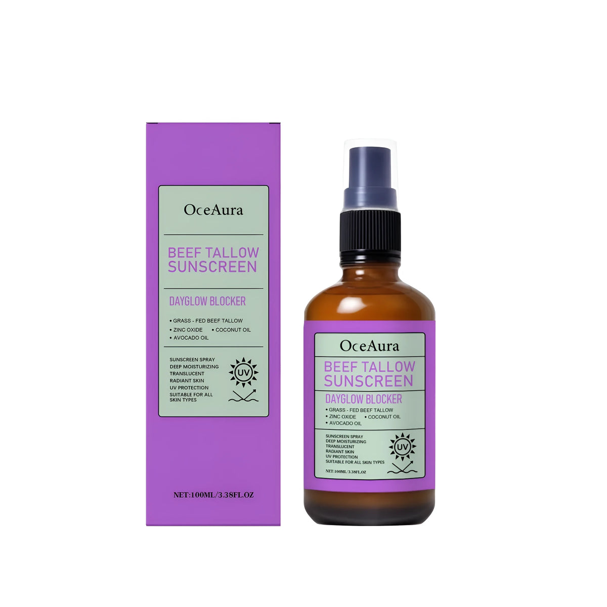 100ml coconut oil sunscreen spray bottle with titanium dioxide and zinc oxide