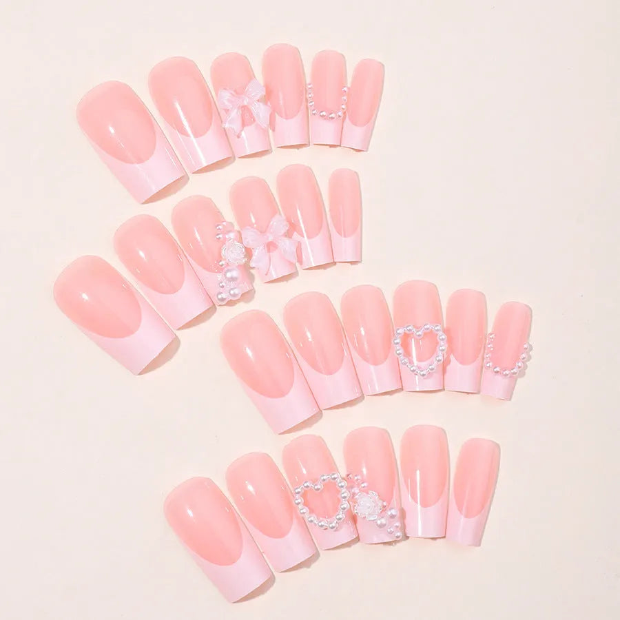 French love pearl nail stickers in XD93 colour with jelly glue and polish rub applicator