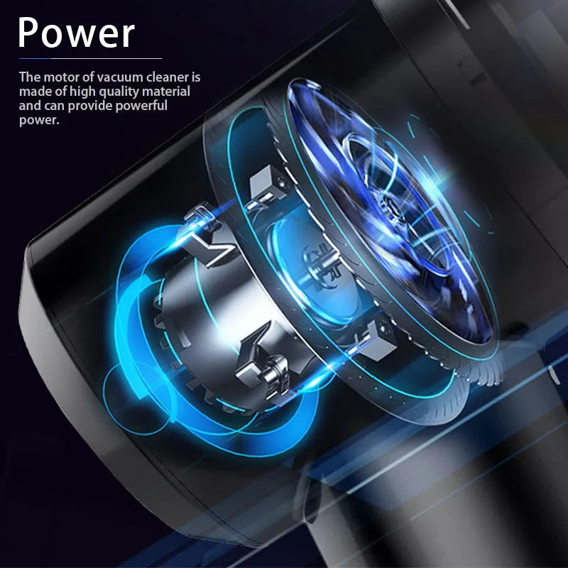 Compact wireless car vacuum cleaner with washable filter and 4.5-metre cable for interior cleaning