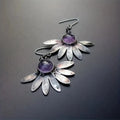 Purple resin gemstone earrings with animal/zodiac modelling in a Bohemian retro style