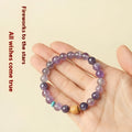 Natural purple amethyst crystal bracelet shown in 6mm and 8mm bead size options.