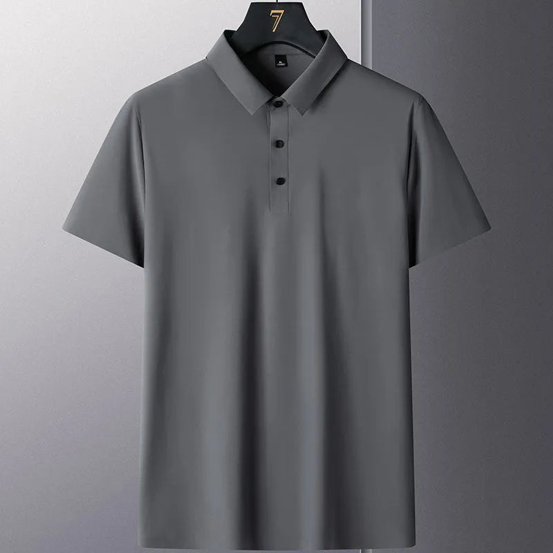 Men's short-sleeve non-ironing shirt in solid colour, sizes M to 8XL, made from nylon fabric