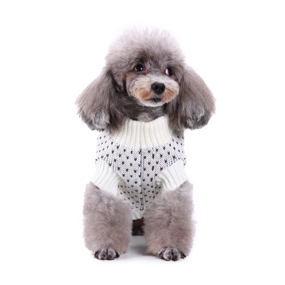 Christmas snowflake dog sweater in polyester, sizes S to 2XL, festive pet jumper
