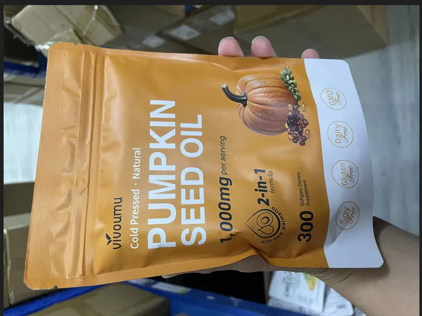 Single yellow pumpkin seeds soft capsule dietary supplement for adults