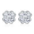 Zeng Yin heart-shaped 925 silver earrings with white gold finish and zircon stones