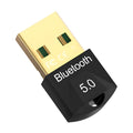 Black USB Bluetooth 5.0+EDR audio receiver transmitter adapter for desktop notebook audio, 20m range