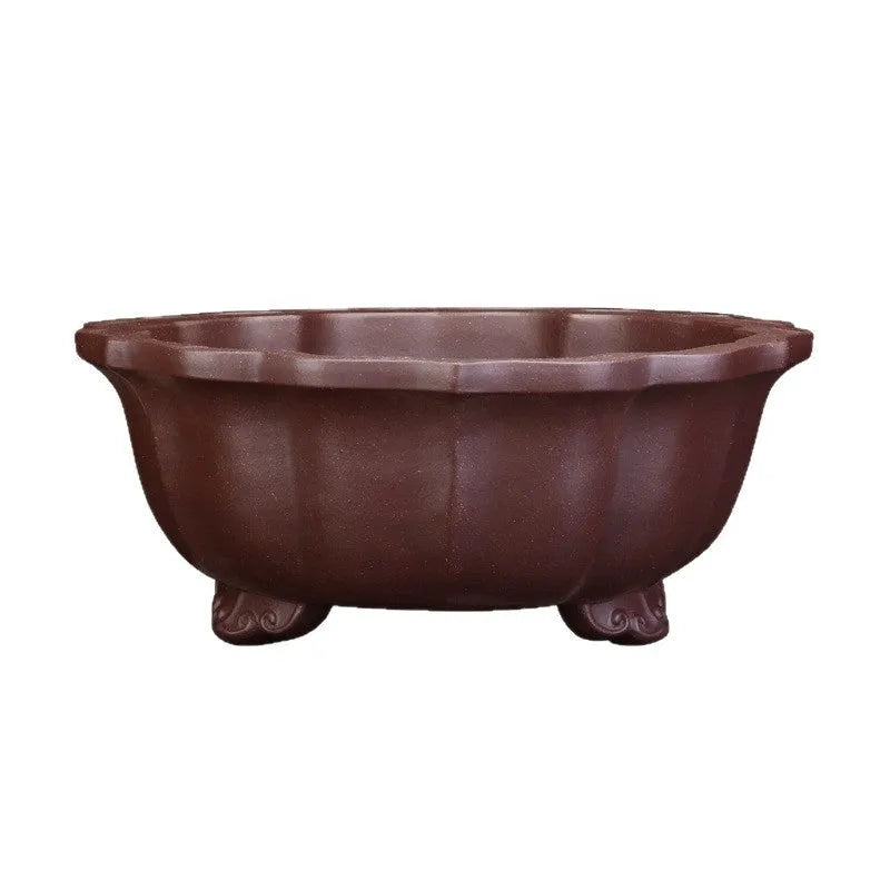 Large purple sand ceramic diamond flower pot for indoor bonsai, in dark violet or purplish red