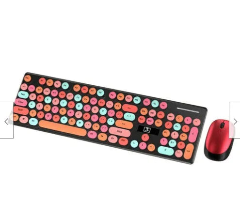 Wireless keyboard and mouse set in vibrant yellow mixed colour with backlit keys and optical mouse