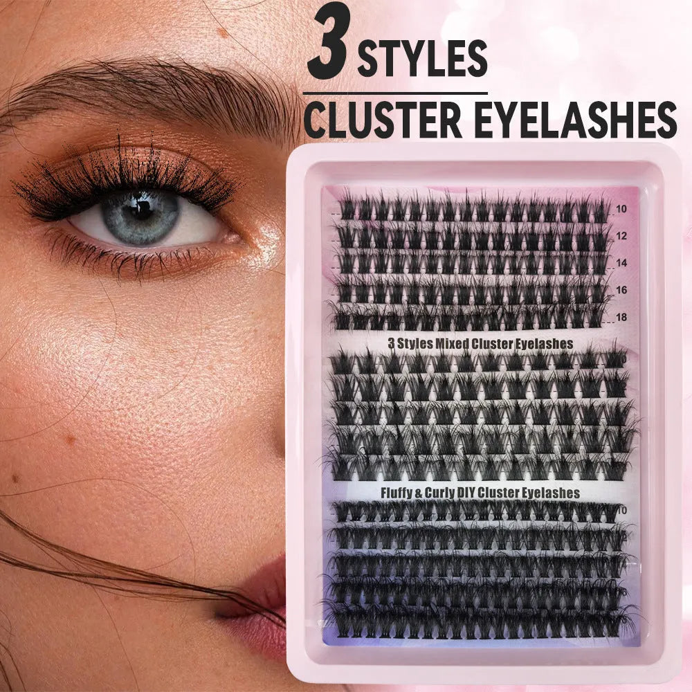 Creative large capacity messy eyelash mixed box measuring 13.7cm x 13.5cm x 1.4cm with five specification options