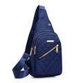Girl's Oxford cloth crossbody chest bag in a solid colour with plaid detail