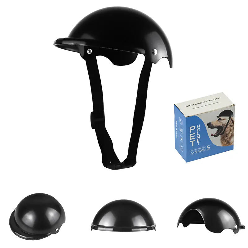 Small S-size pet helmet in pink, black, yellow, or green with monochrome pattern for motorcycle safety.