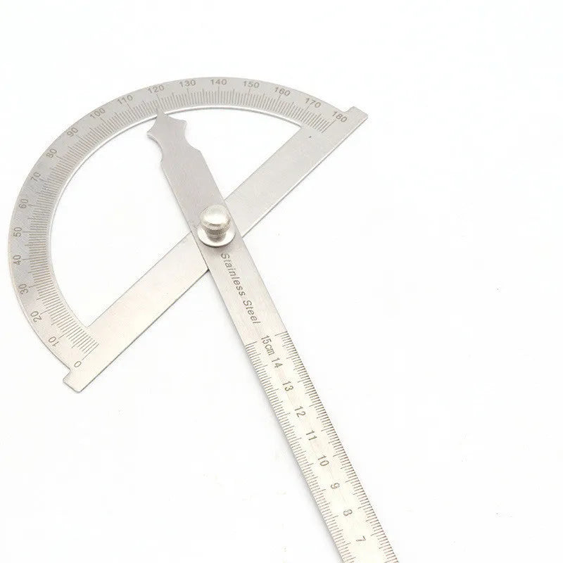 Adjustable protractor showing 180 degree measurement scale in 14.5cm or 15cm size options