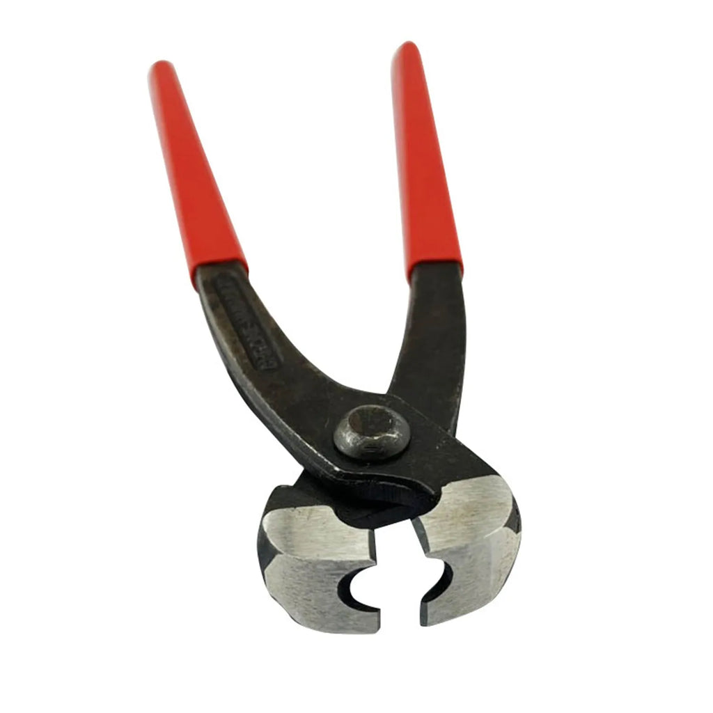 Single ear metal clamp with red cloth cover for PEX pipe connections