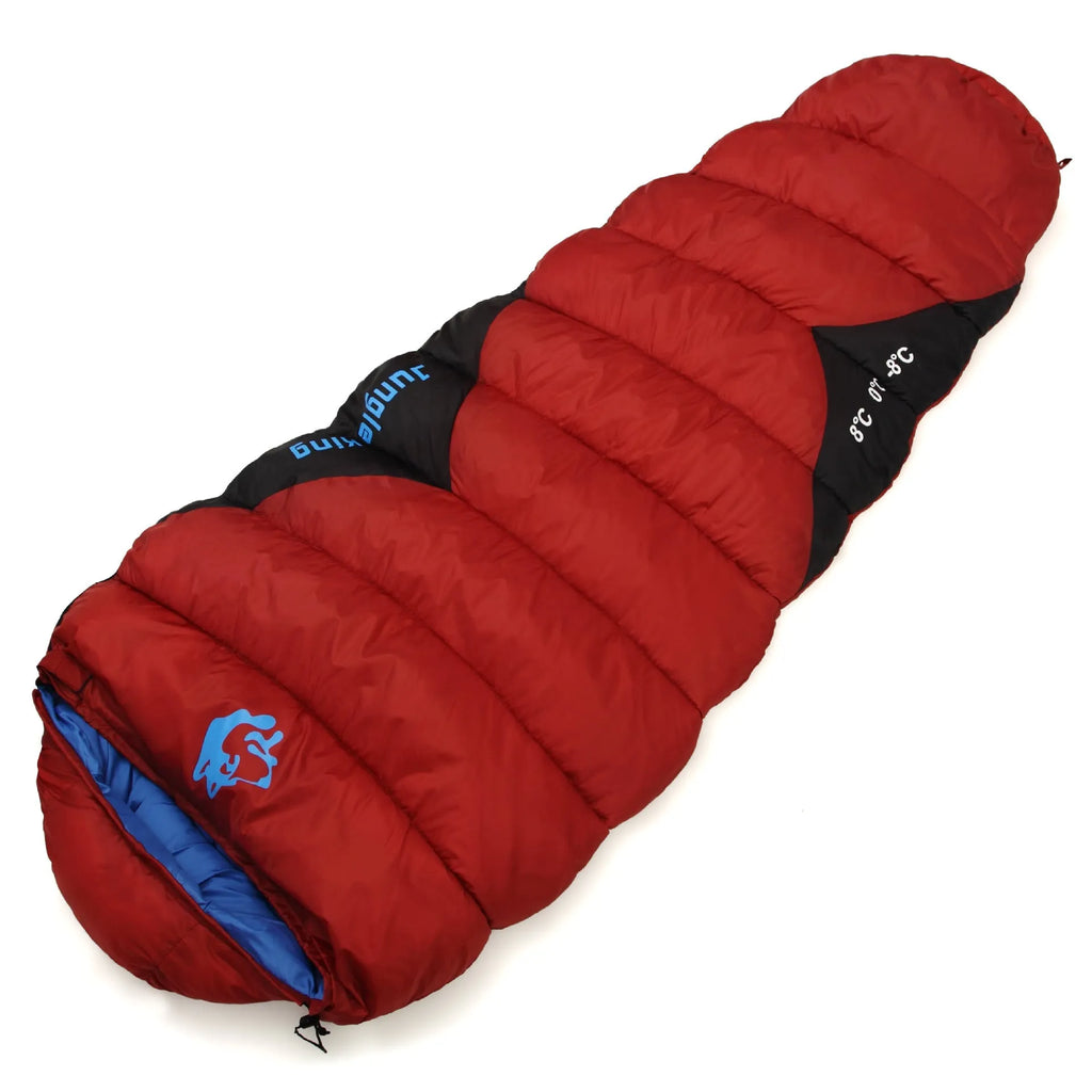 Cotton sleeping bag in army green, dimensions 230cm x 80cm x 50cm, compressed in 38cm x 26cm bag for outdoor camping