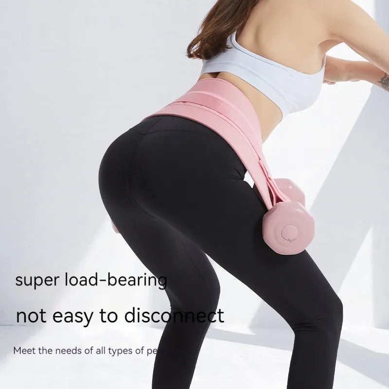 Black or Pink hip bridge training strap for lumbar support with dumbbells and barbells.
