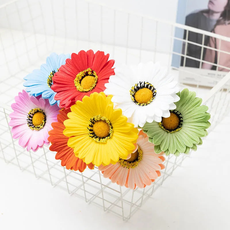 Silk flower artificial bouquet in a white pu pot with multi-coloured floral options