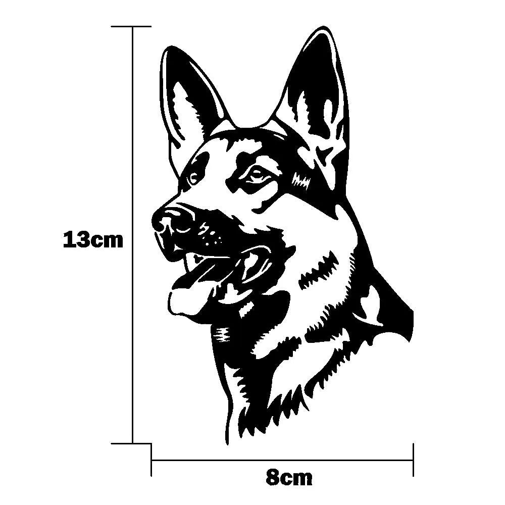 Reflective hunting dog Alsace shepherd bumper sticker measuring 13x8 cm with adhesive backing