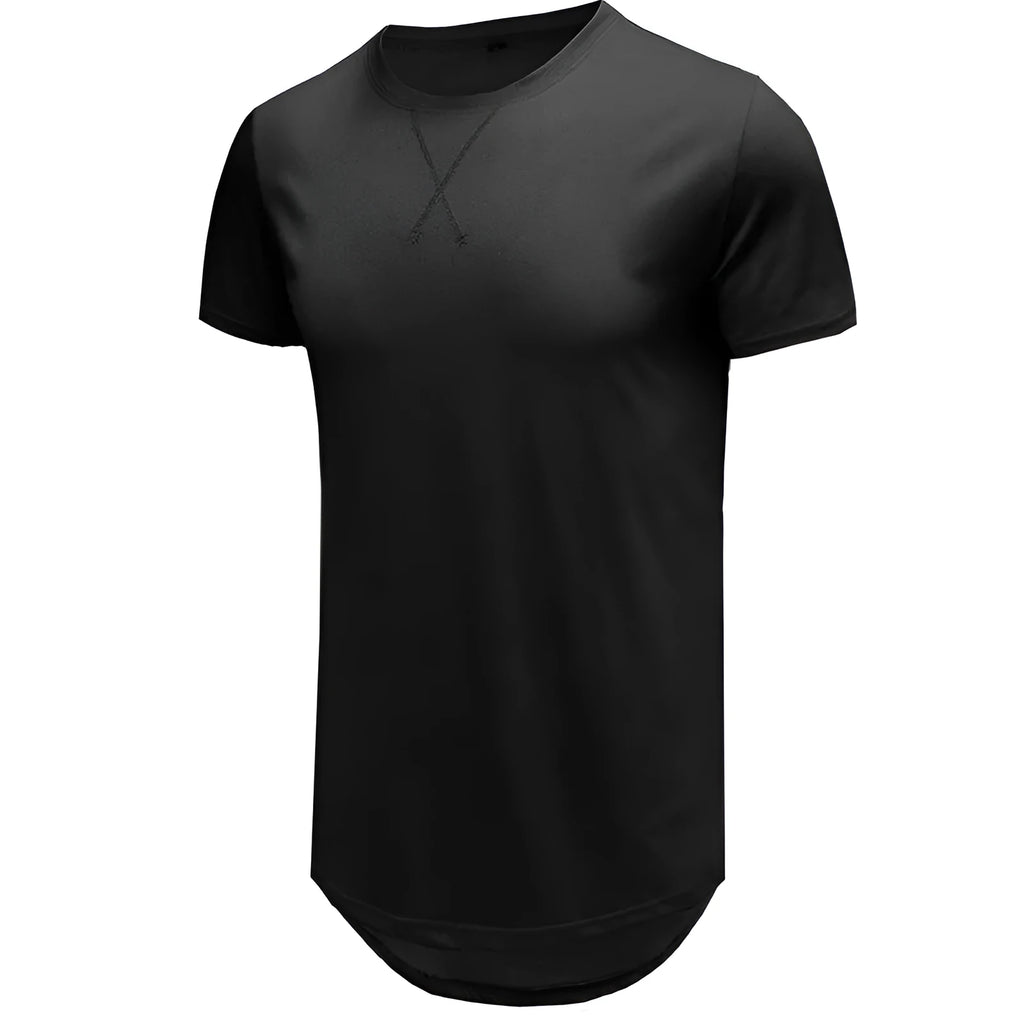Men's slim fit cotton short-sleeved t-shirt in Army Green, shown on a model.