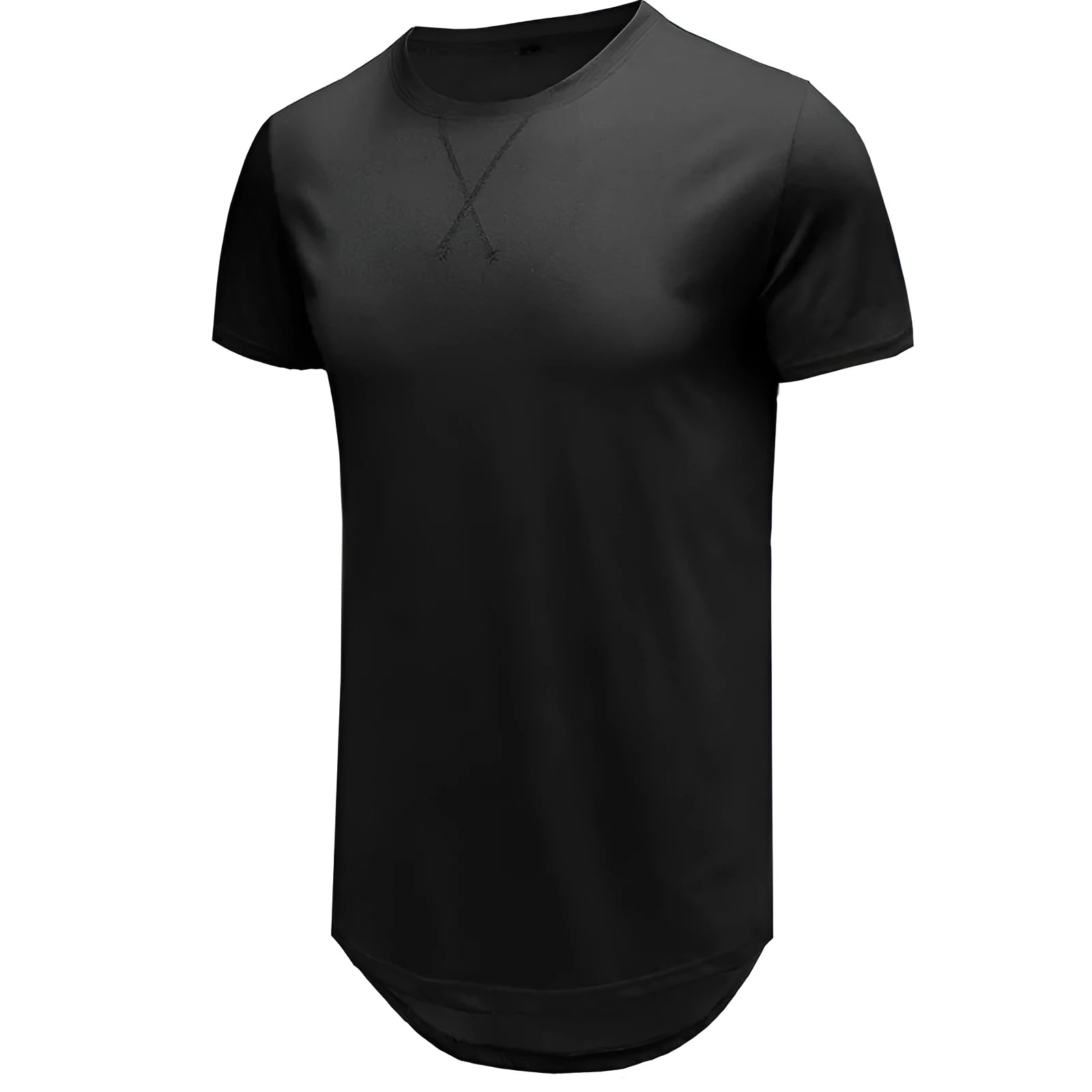 Men's slim fit cotton short-sleeved t-shirt in Army Green, shown on a model.