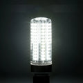 25W LED corn light bulb with aluminium heat sink fins, E27 base, shown in warm white and cool white.