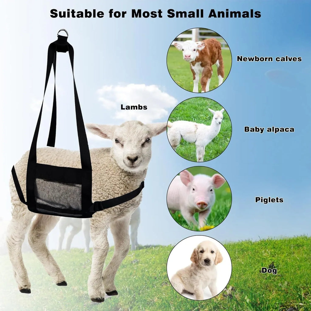 Black veterinary weighing sling for small animals measuring 35cm by 150cm