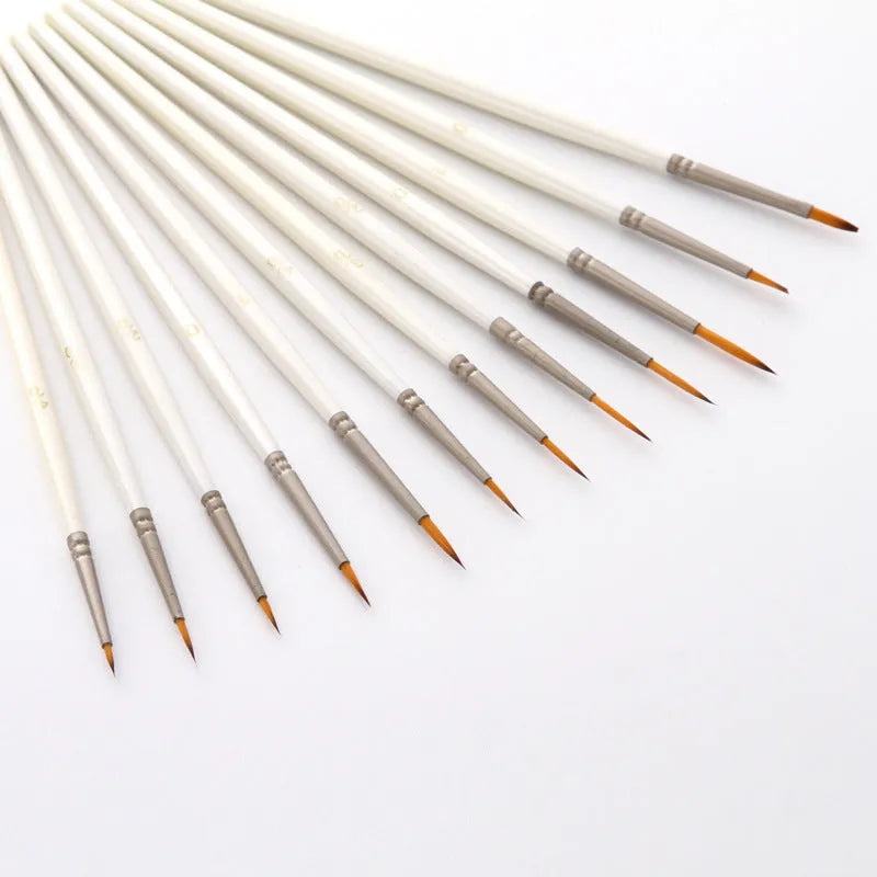 Pearl White fluorescent marker set with nylon wool hooks, nickel plated tubes, and solid wood holders for watercolour line art