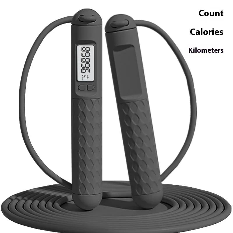 ABS plastic skipping rope with bearing mechanism in various colour options including black, green, navy blue, and pink styles