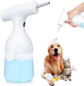 White electric foam soap dispenser with two nozzles and a USB charging cable.