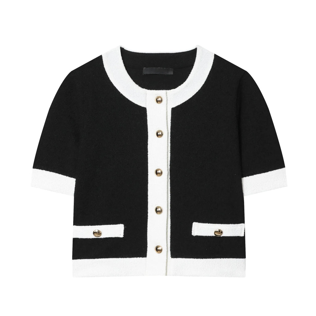 Contrast colour street fashion suit with beaded leather top and stretch high-waisted trousers in sizes S, M, L