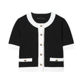 Contrast colour street fashion suit with beaded leather top and stretch high-waisted trousers in sizes S, M, L