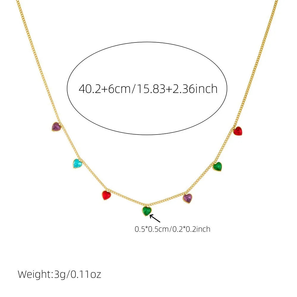 Gold-coloured stainless steel necklace with a heart pendant on an adjustable chain.