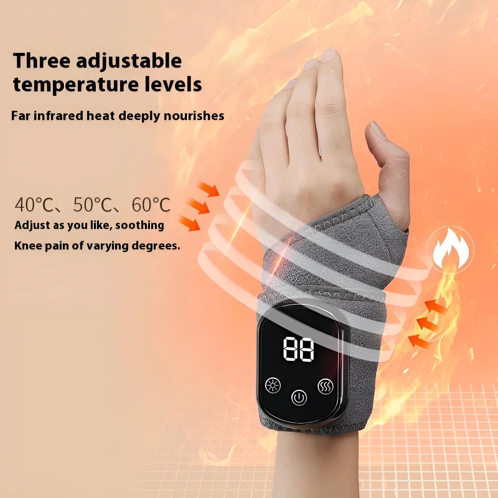Grey cloth hand massager with Type-C charging port for wrist ankle knee neck physiotherapy