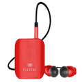 Bluetooth running headphones with lavalier design in black, grey, or red colours, showing wireless earpieces for hands-free audio