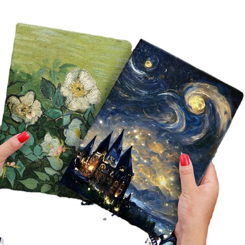 Handmade liquid silicone flip protective case for iPad with floral design and magnetic closure
