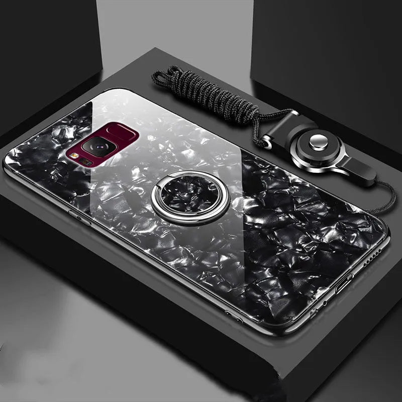 Tempered glass and TPU hybrid phone case for Samsung S8 and S9 in solid colour options