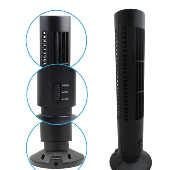 USB mini electric fan, plastic, 330 x 105 x 105 mm, White or Black, with dense safety net and two speed settings