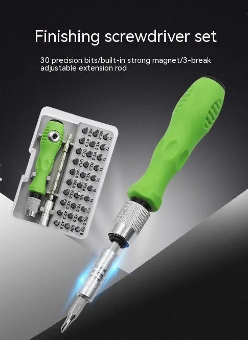 32-in-1 screwdriver set for mobile phone repair with bits organised in combination case
